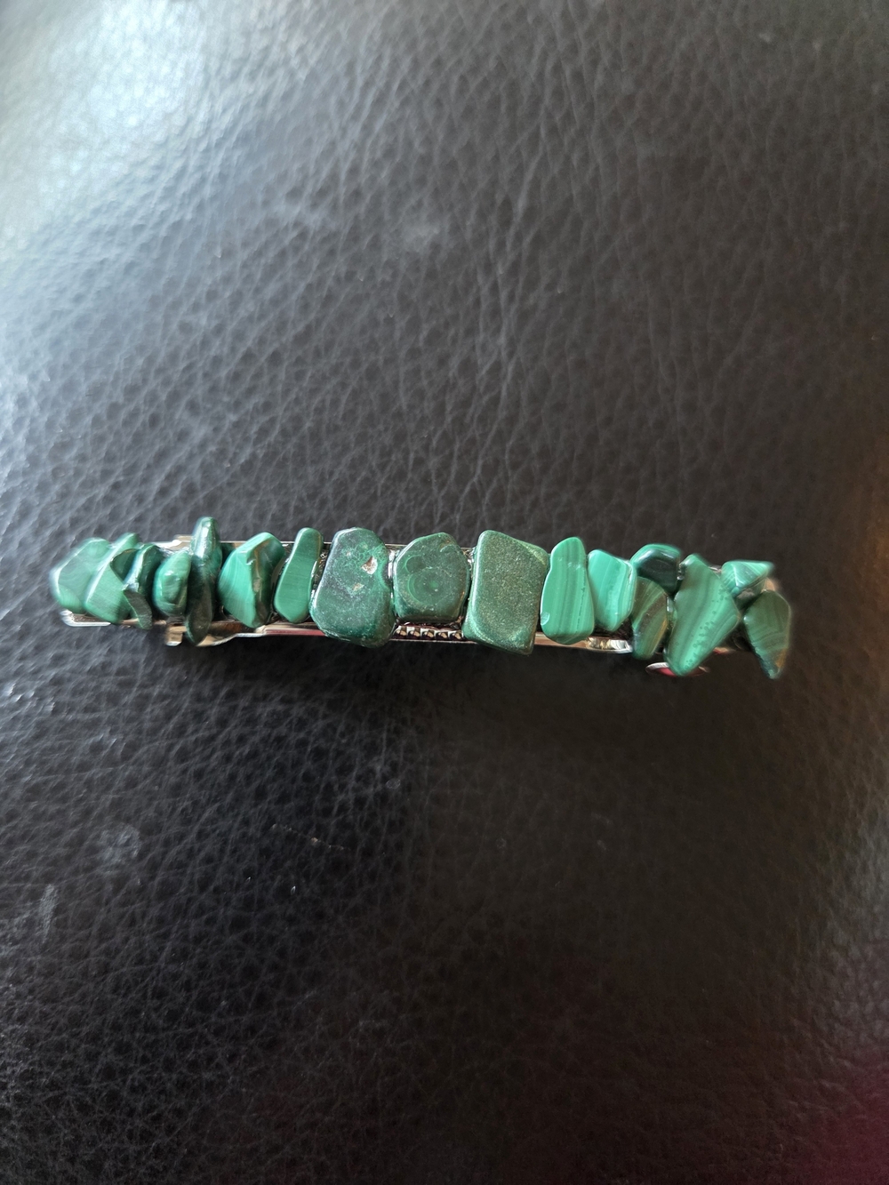 Green Gemstone Barrette Hair Clip
